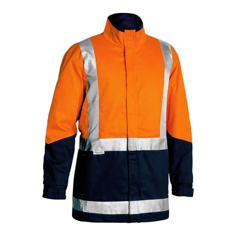 Water Resistant Hood High Reflective Tape Windbreaker Safety Jacket