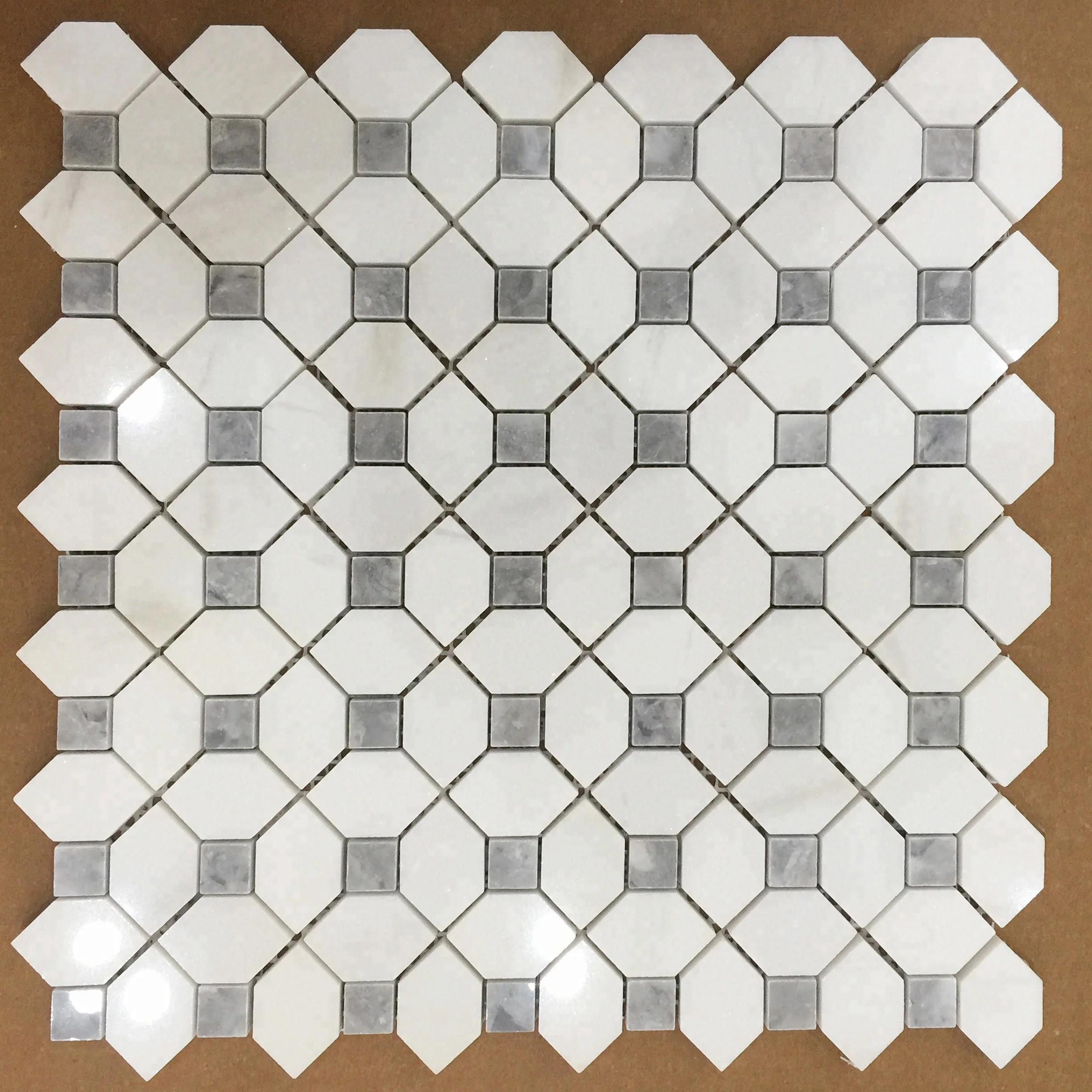 Wholesale High Quality Milky White Natural Stone Mosaics Rhombus Vinyl Flooring Stone at Competitive Price
