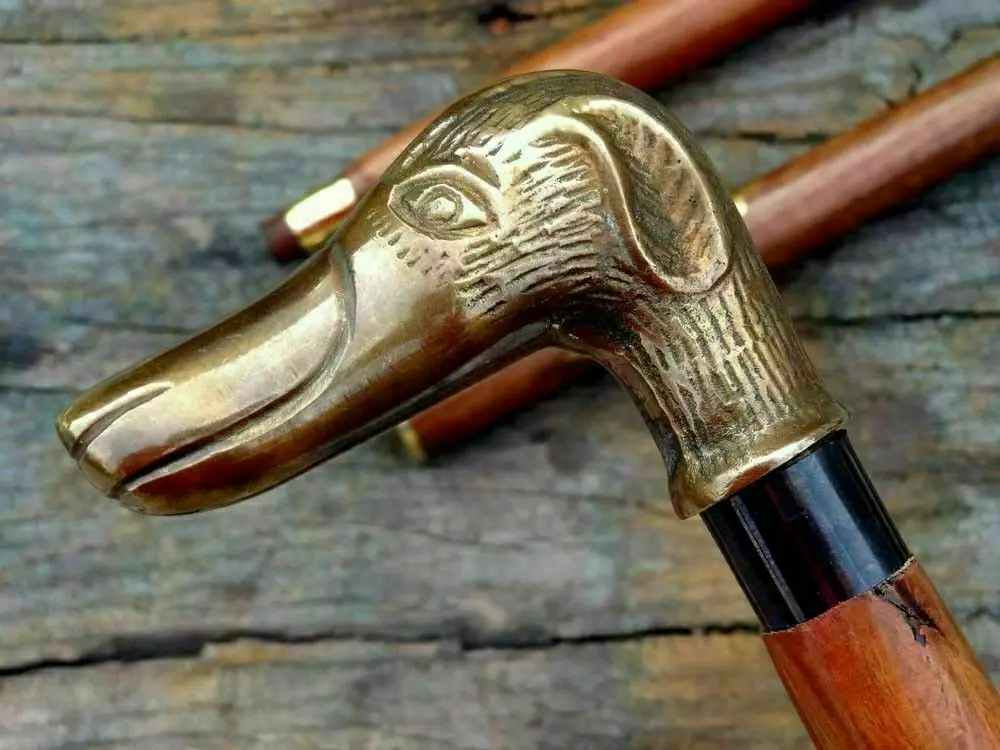 
Brass Nautical Designer Dog Antique Style Head Handle Cane Wooden Walking Stick 