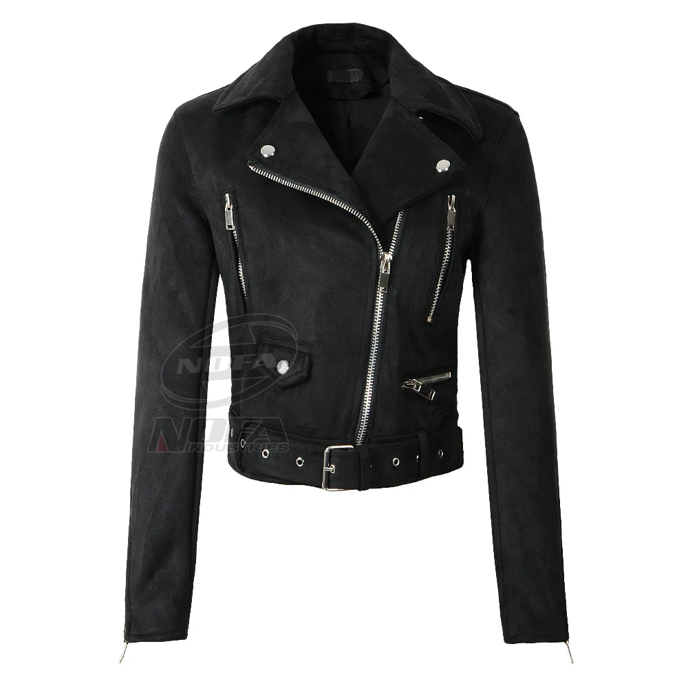 Women Faux Soft Leather Suede Jacket Coat Lady Motorcycle Punk Black Jacket Short Zipper Design Suede Pink Green Coats