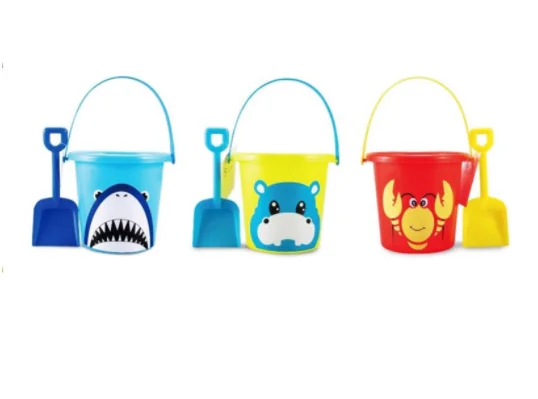 Custom Size Plastic Beach Sand Pails and Sand Shovels Plastic Beach Bucket Set for Kids in Summer Outdoor Activities