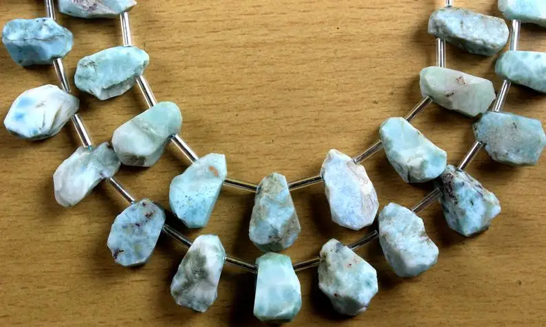Best Quality 1 Strand Natural Blue Larimar Gemstone Uneven Shape Untreated Rough For Making Jewelry Wholesale