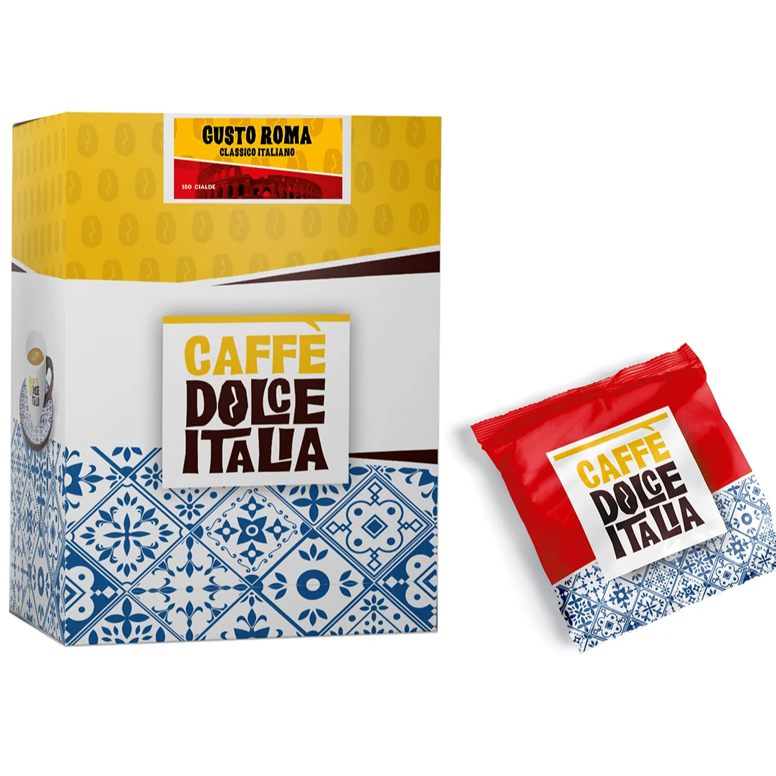 Premium quality  Classic Italian Body Taste  Coffee Pod for those who Love Aromatic Coffee Roma Blend Box of 150 Pods