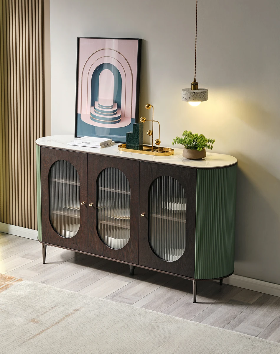 127606 quanu modern glass buffet table dining credenza buffets sideboards