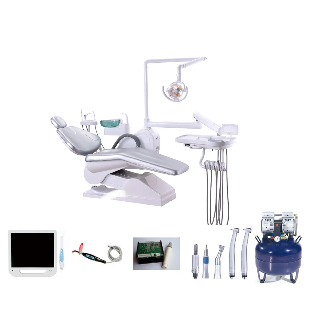 Dental Chair with Handpiece, Air compressor, Monitor, Camera, Scaler full set