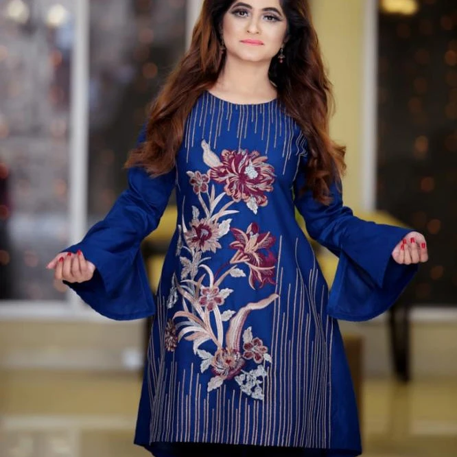 Pakistani Kurtis Silk Cotton Rayon Women Causal Wear Salwar Kameez