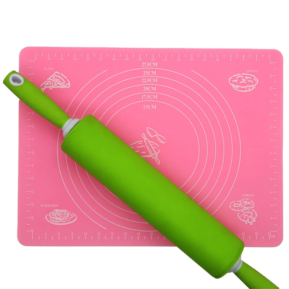 
Silicone rolling pin for pizza dough Silicone handle roller non-stick kitchen rolling pin 