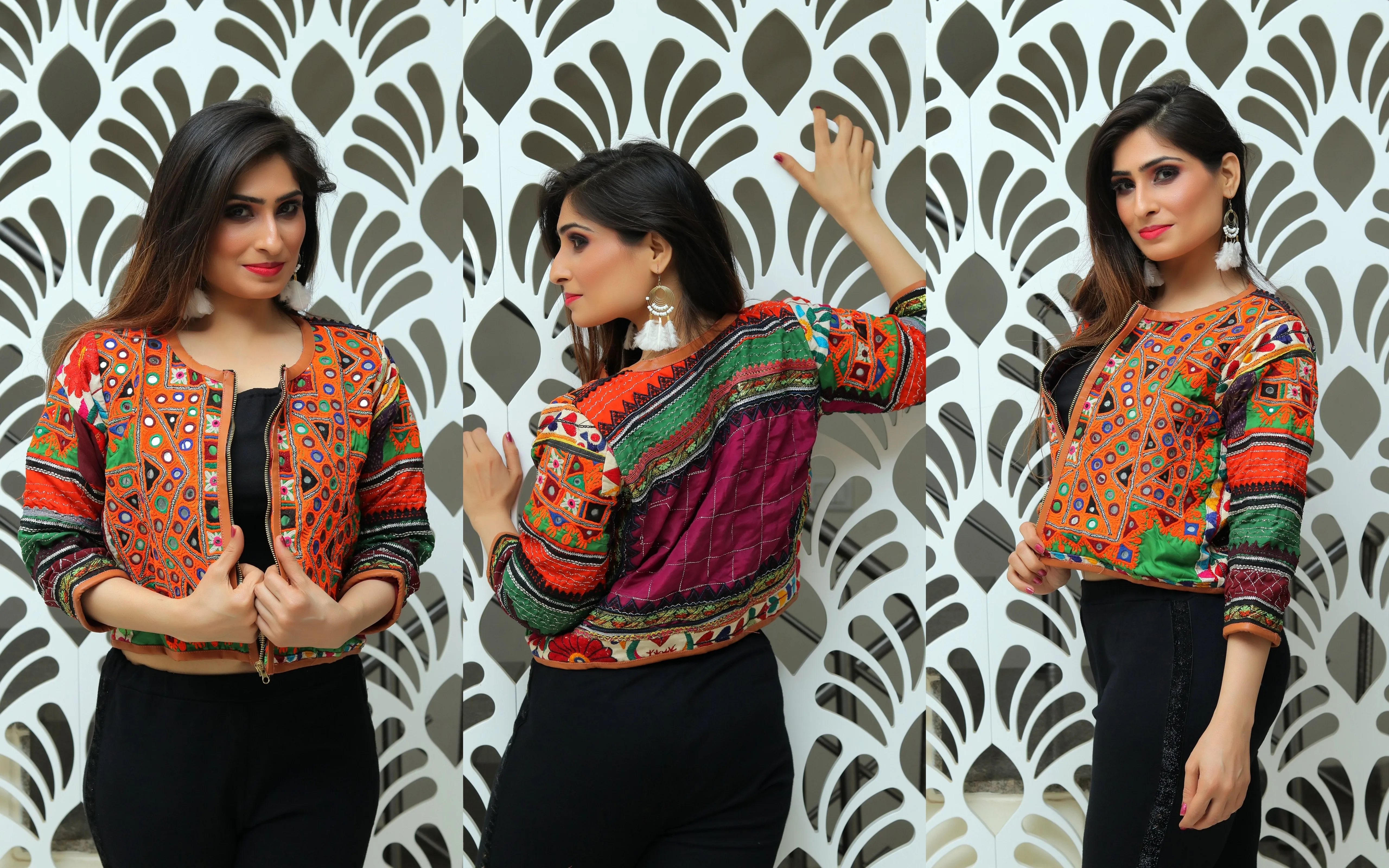 Designer Handmade embroidered jacket- Bohemian Mirror work hand embroidery Bomber jacket - Vintage patchwork Gypsy jacket coat