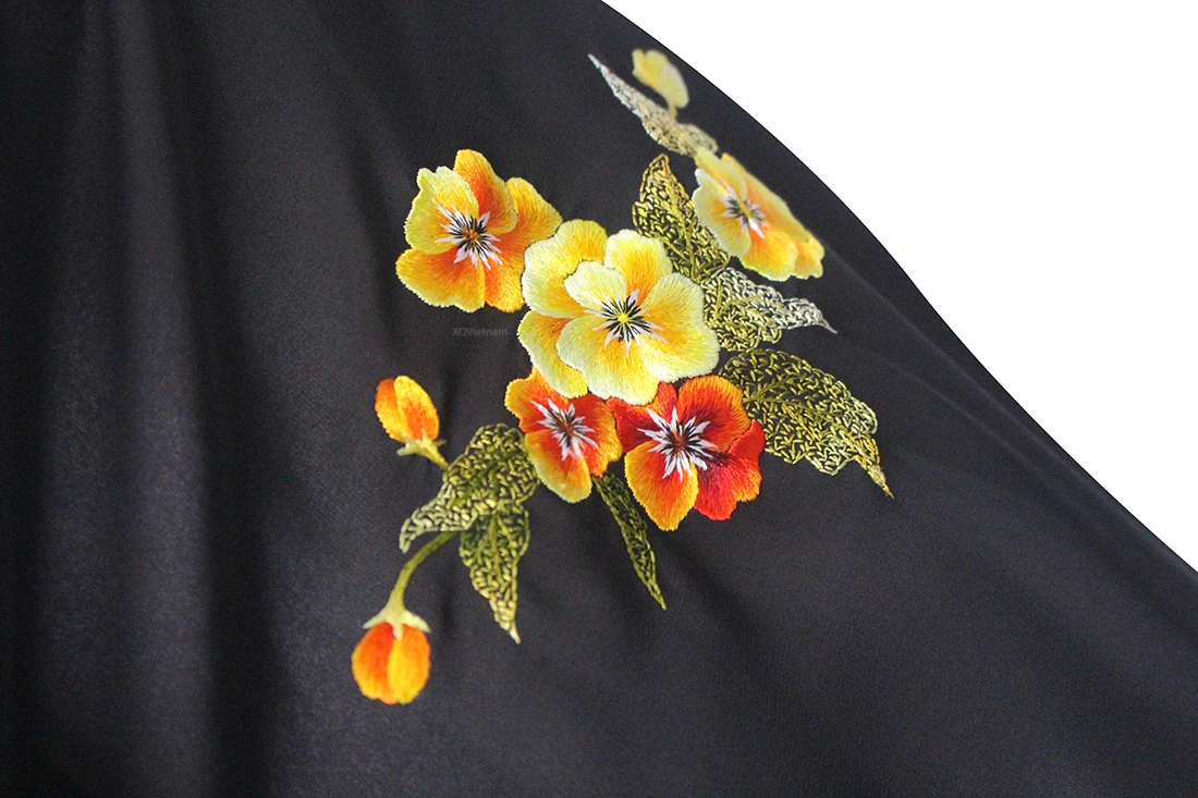 Высококачественные Аксессуары для ручной вышивки нового дизайна длинный шарф Анютины на черной прозрачной ткани