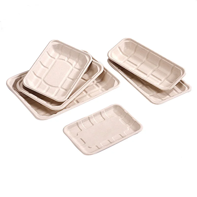 Factory Cheap Disposable Sugarcane Bagasse Tableware Biodegradable Fast Food Meal Meat Tray for Lunch