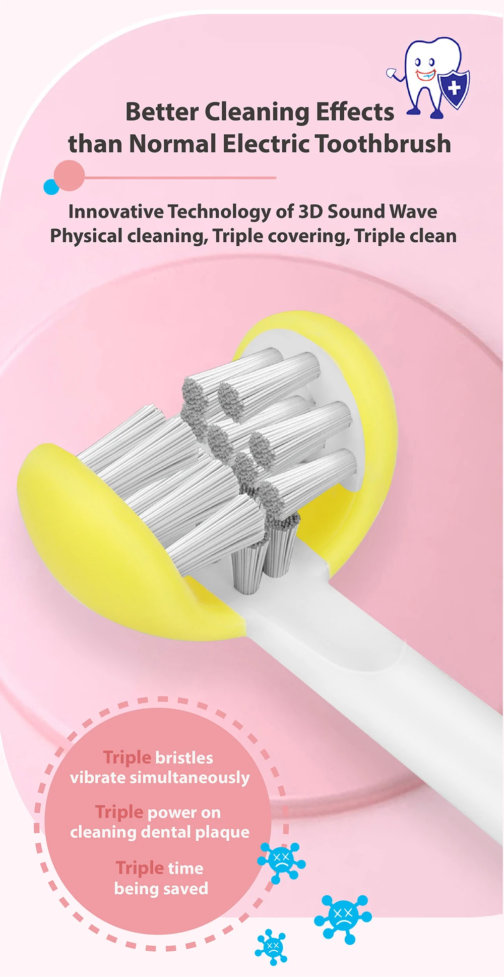 Ультразвуковая электрическая зубная щетка для детей