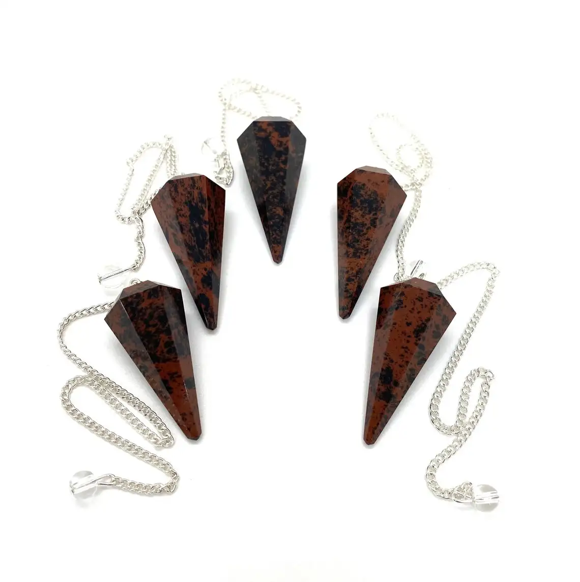 Оптовая продажа красное дерево обсидиан 6 граней камень маятник лечебный энергетический Балансирующий