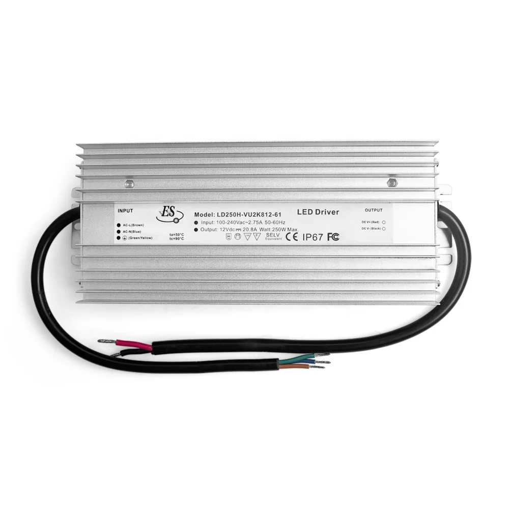 Flicker free 12v 24v 36v 48v power supply 200W 300W 400W constant voltage IP67 waterproof high efficiency led