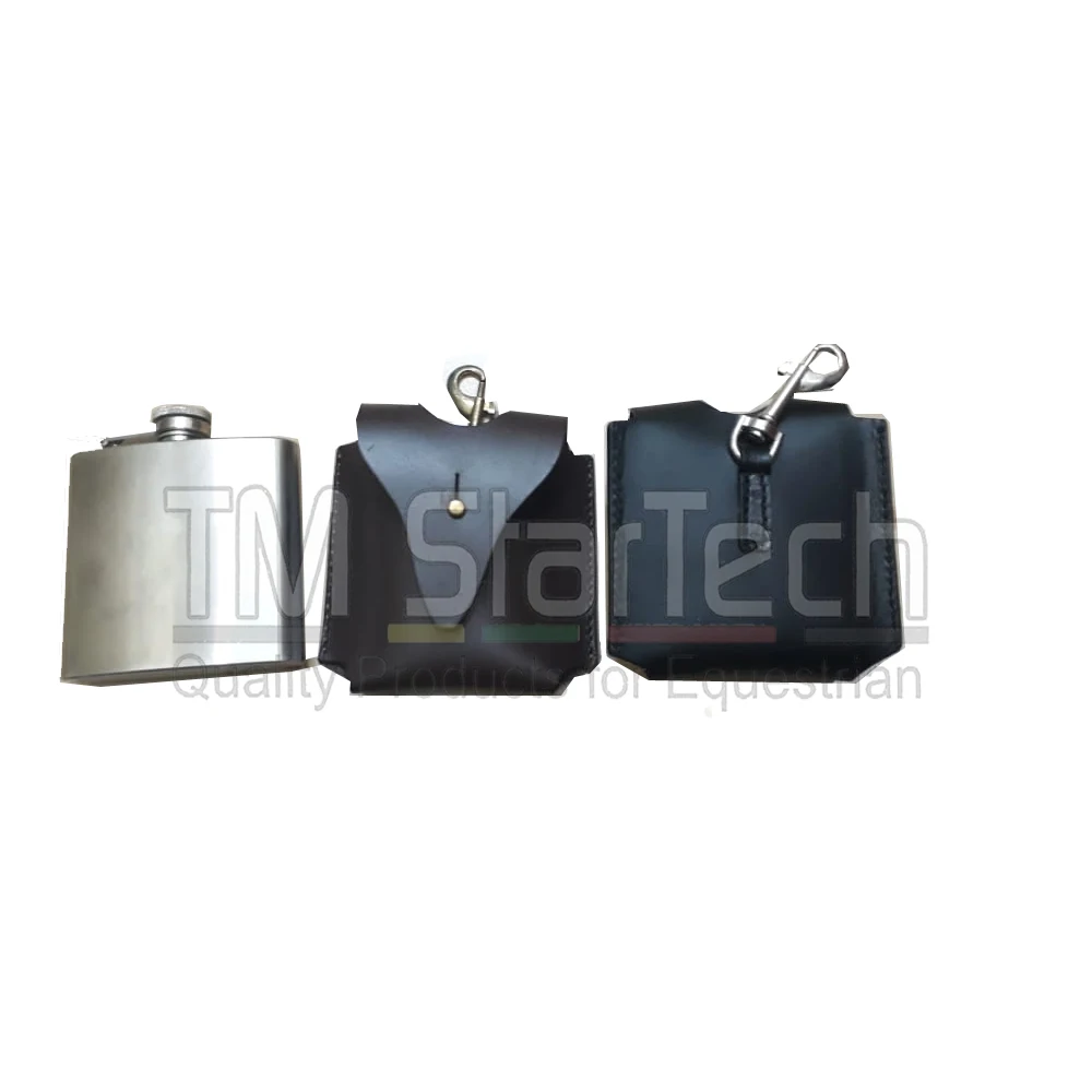 Leather Hunting Hip Flask Stainless Steel Baton Flask Alcohol Bottle Whisky Carrier Wine Pot