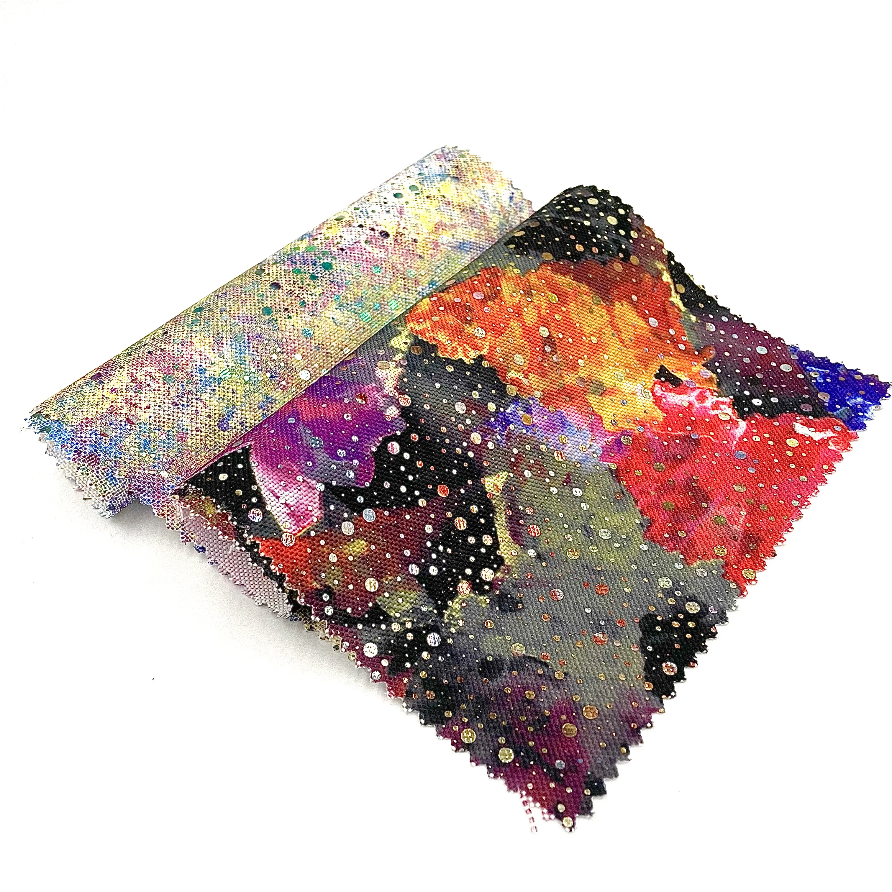 EPO 600D 100 Polyester with Glossy Floral Laser Film Transferred Print for Luggage