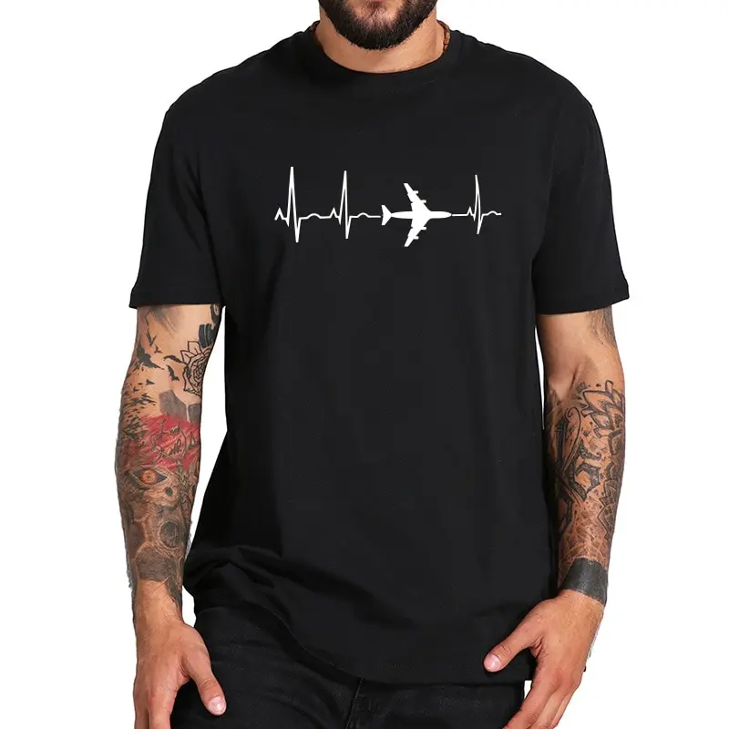 Plane T shirt Aviation Tank Cardiogram Enthusiasts Tops Tshirt Cotton Comfortable Leisure Tee Gift Space Casual T-shirt