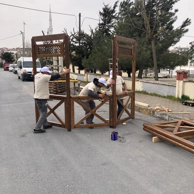 High quality octagon outdoor gazebos from pine  or beech tree with roof having long life made in Turkiye eco friendly install