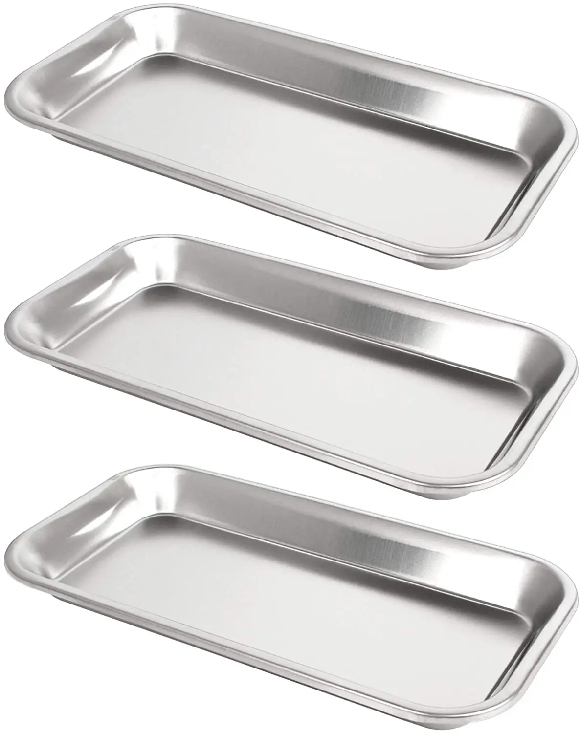 Поднос из нержавеющей стали для медицинских инструментов, полезный инструмент для клиники, лабораторный поднос для стоматологических инструментов, 3 упаковки, лабораторный инструмент x 12 см