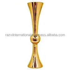 Gold black metal trumpet flower vase decor stand for wedding table centerpieces