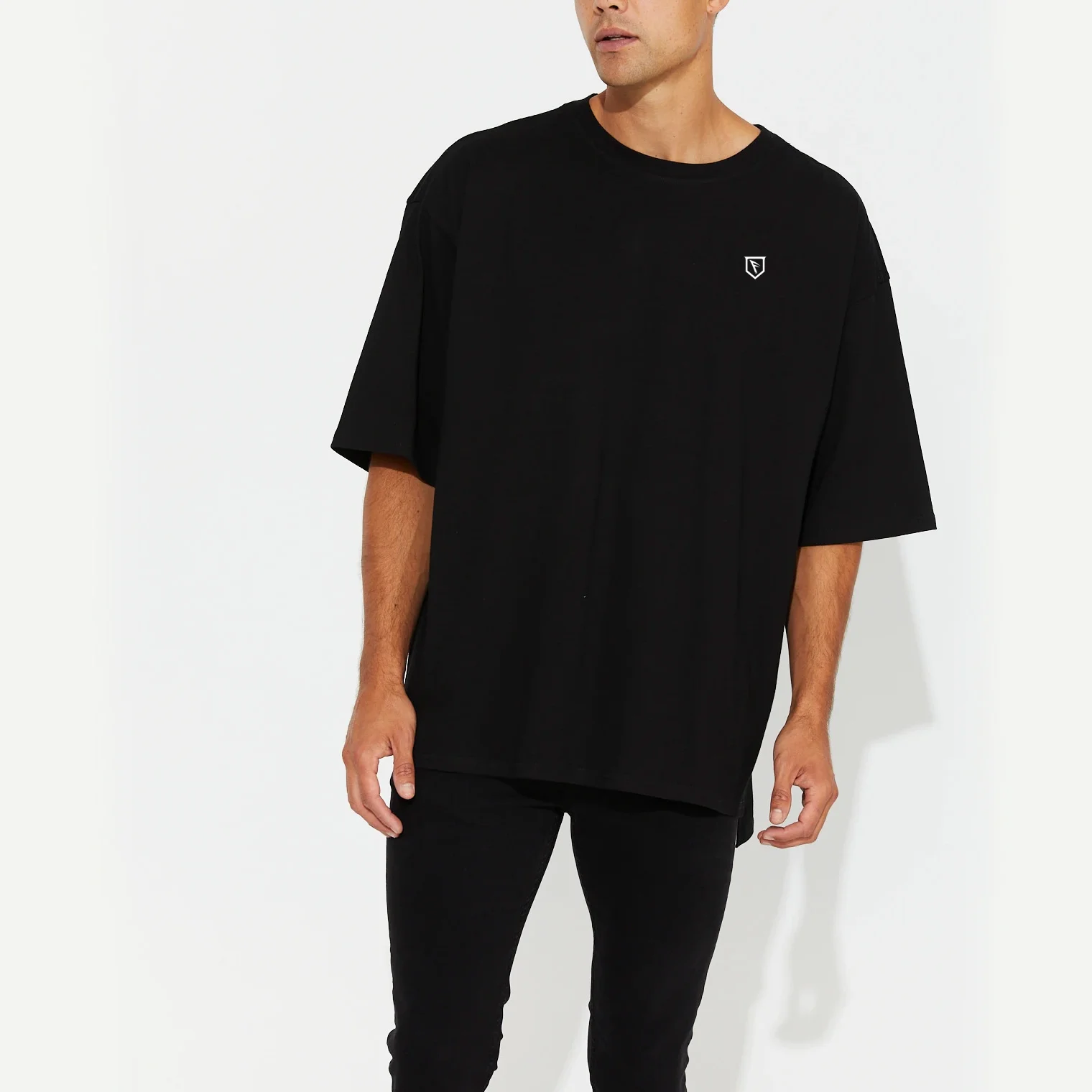 fifo sports Oversized Heavy Cotton Black Color Hip Hop Custom Embroidery Letter T Shirts