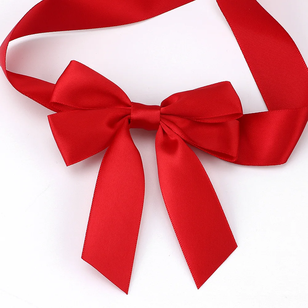 Оптовая продажа, банты из полиэфирной атласной предварительно завязанной ленты с резинкой