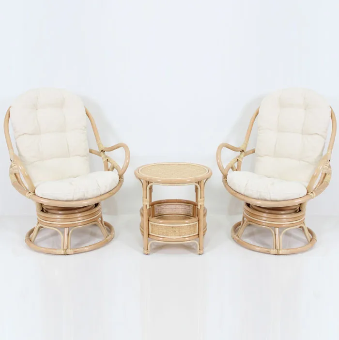 Swivel Natural Rattan Terrace Set