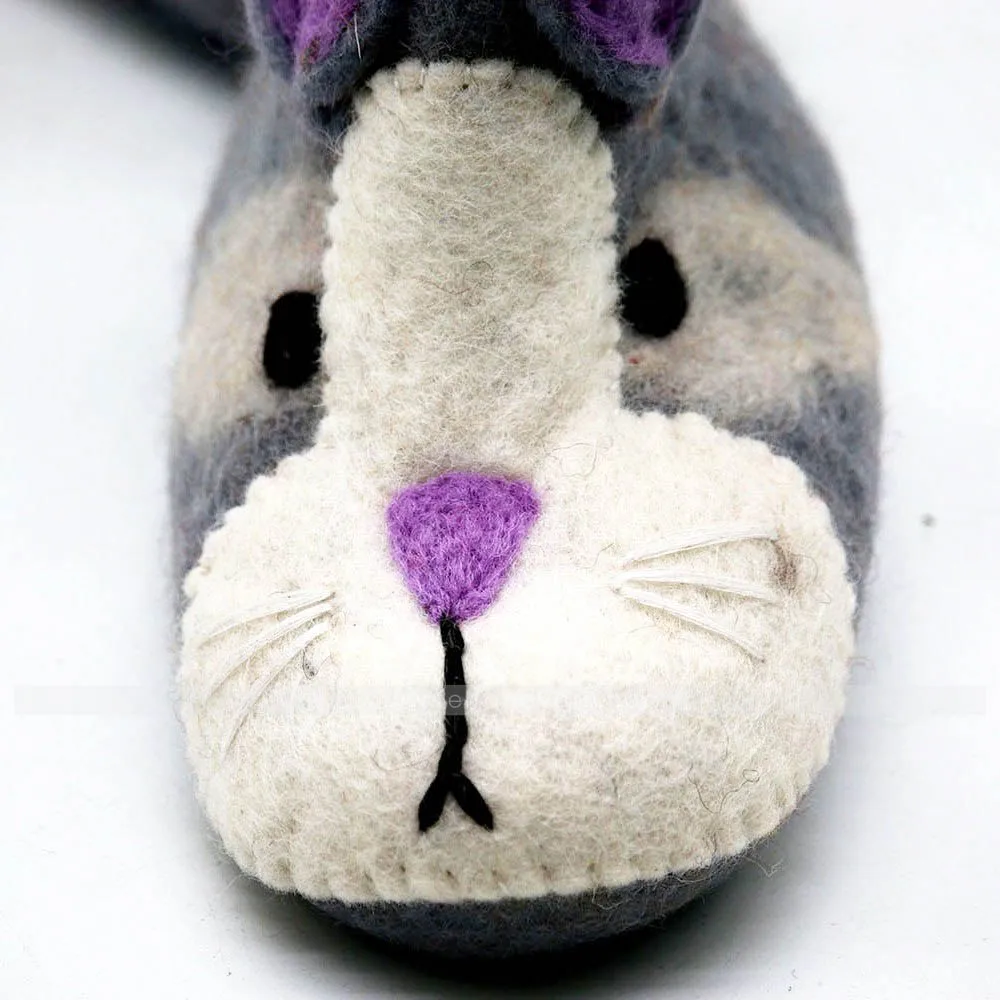 FSS-006 Rabbit Eared Eco-friendly Indoor Warm Felt Shoes and Booties New Zealand Wool felted by Skilled Women Artisans of Nepal