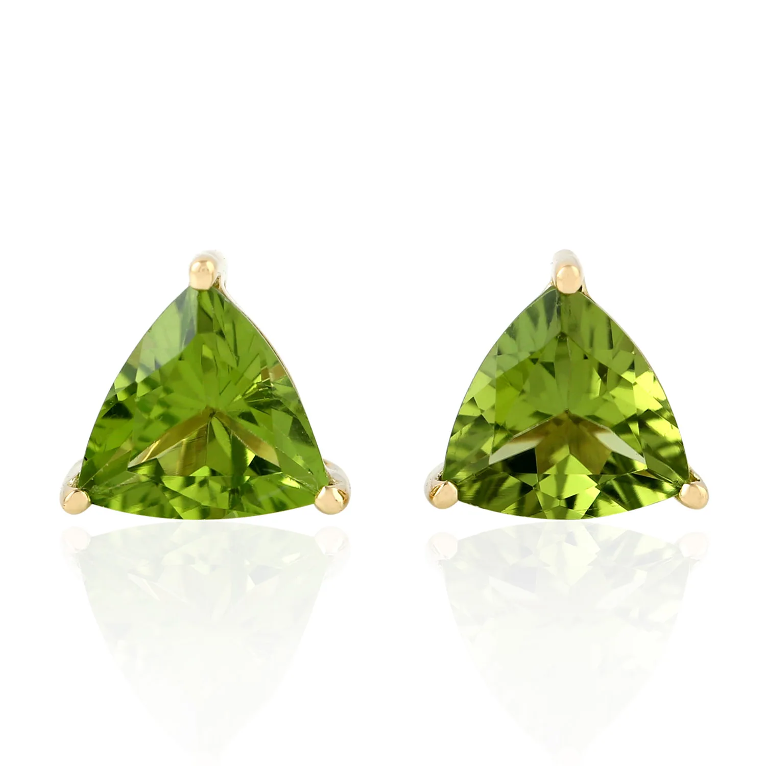 
18k Yellow Gold Peridot Stud Earrings Handmade Jewelry Wholesaler 