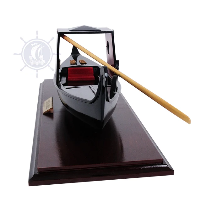 Wooden crafts VENETIAN GONDOLA BLACK PAINTED  speed boat nautical decor model for home decoration