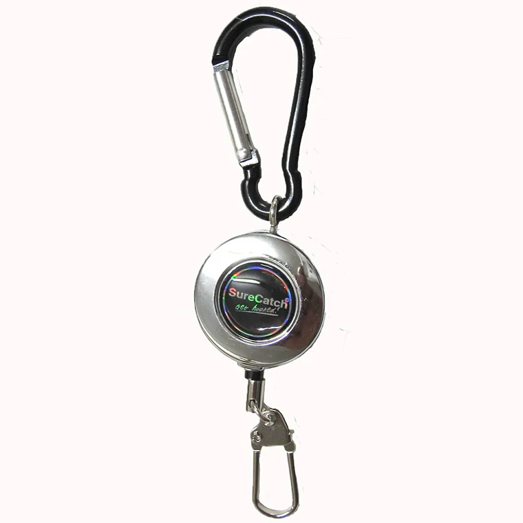 High quality carabiner hook retractable round metal badge reel