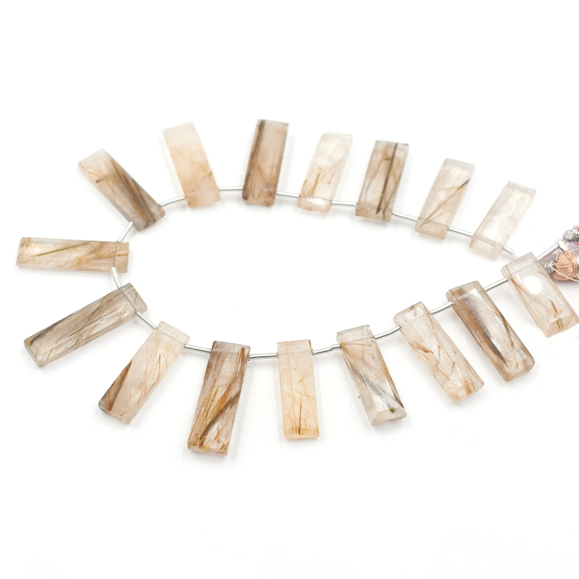 Golden Rutilated Quartz 20 To 22 MM Rectangle Shape Beads Strand
