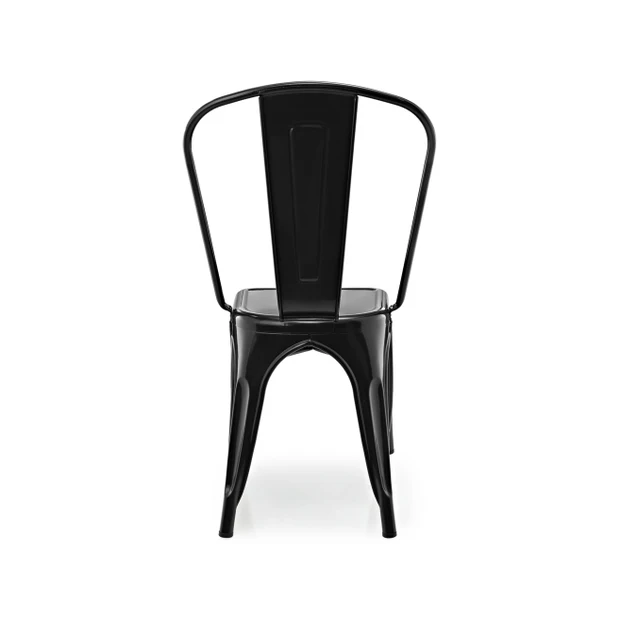 Vintage Industrial Bistro Cafe Stackable Metal Chair French Style Hotel Dining Chair Restaurant Metal Iron Chair in Black Finish