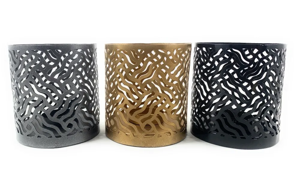 Набор из 3 черных светодиодных чайных светильников для украшения сада свадебные решетчатые режущие светильники идеальный подарок металлический