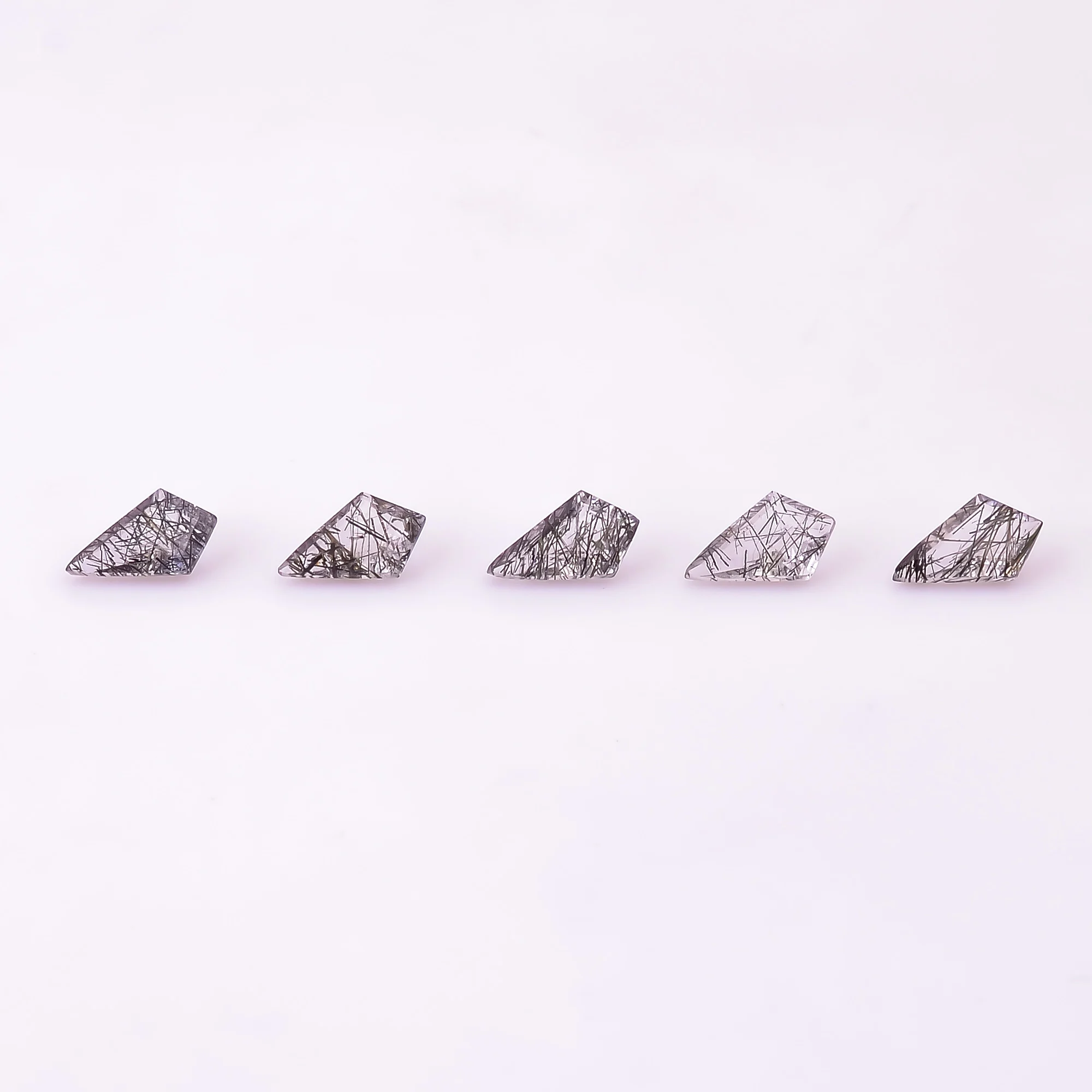 Natural Black Rutile Quartz Kite Shape Step Cut Wholesale Loose Gemstone For Jewelry Making Black Rutile Kite Cut Gemstones