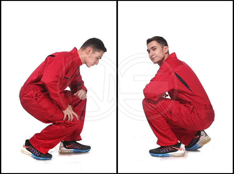 Индивидуальный логотип вашей компании механический комбинезон для мужчин 100% хлопок красный Рабочий Комбинезон промышленная Рабочая одежда