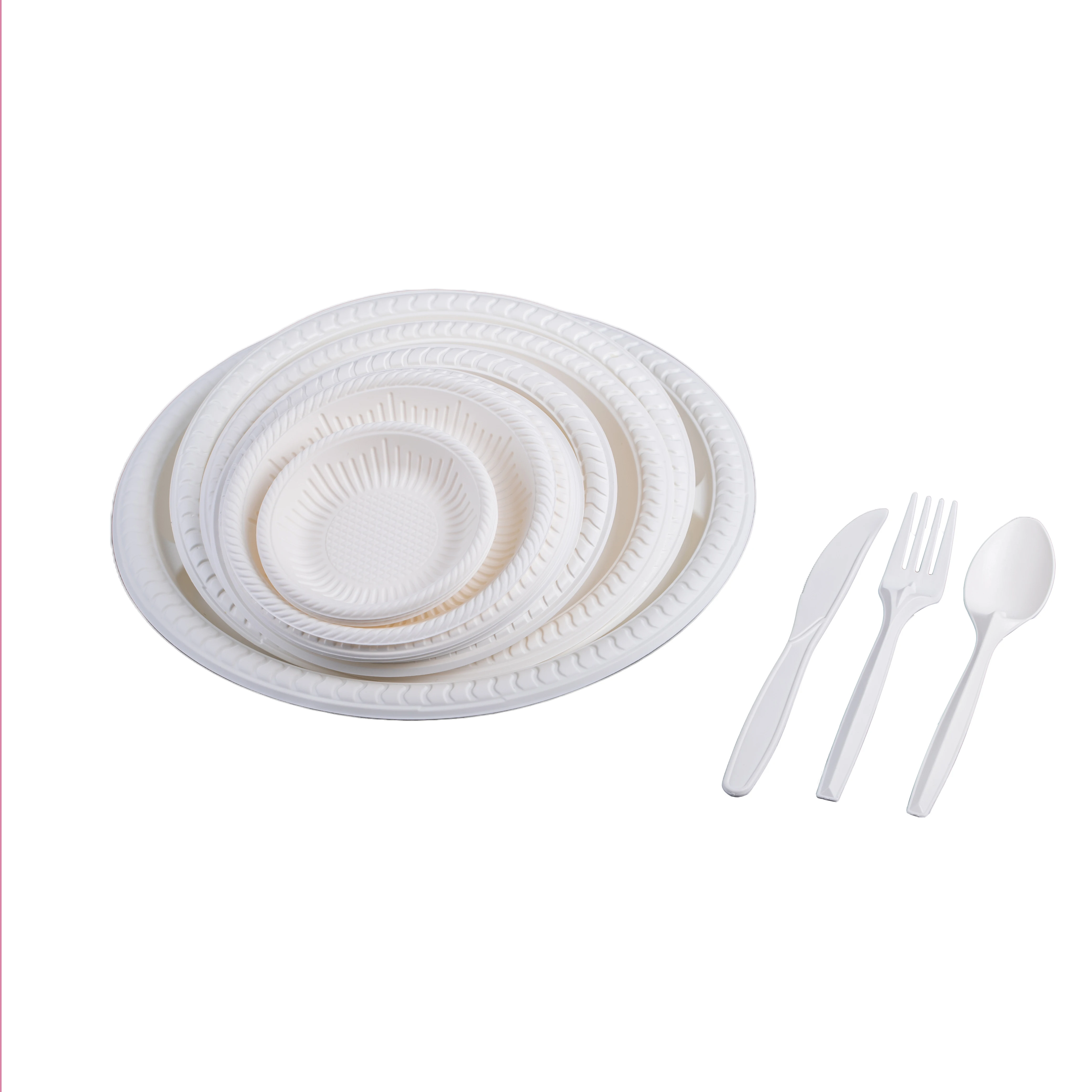 Biosano biodegradable disposable takeaway custom wheat straw food packaging container round dessert breakfast tray pasta plate