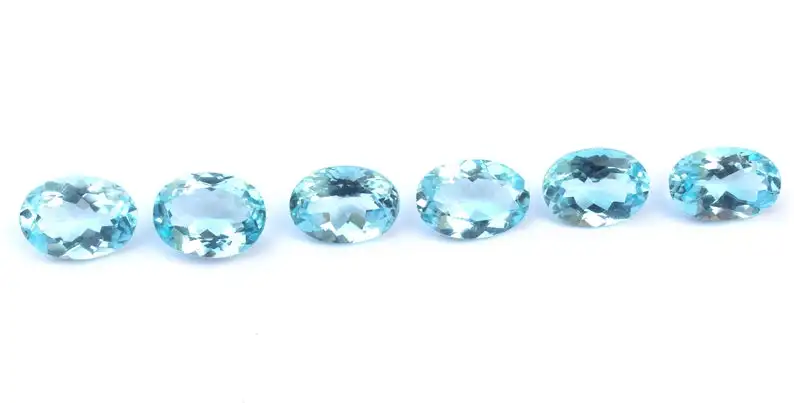 Awesome Quality 6 Pieces Natural Blue Topaz Gemstone Faceted Oval Shape Cut Stone Cabochons Making Handmade Jewelry