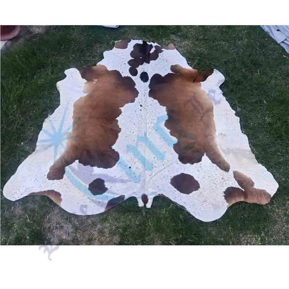 Прямоугольный красочный дизайнерский коврик из воловьей кожи натуральная кожа меховые коврики