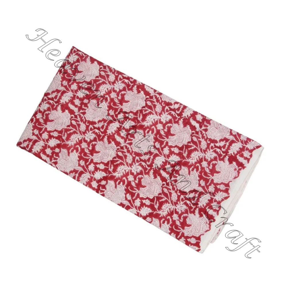 Jaipuri Indian Hand Block Printed Fabric 100% Organic Cotton Upholstery Fabric For Home Furnishing