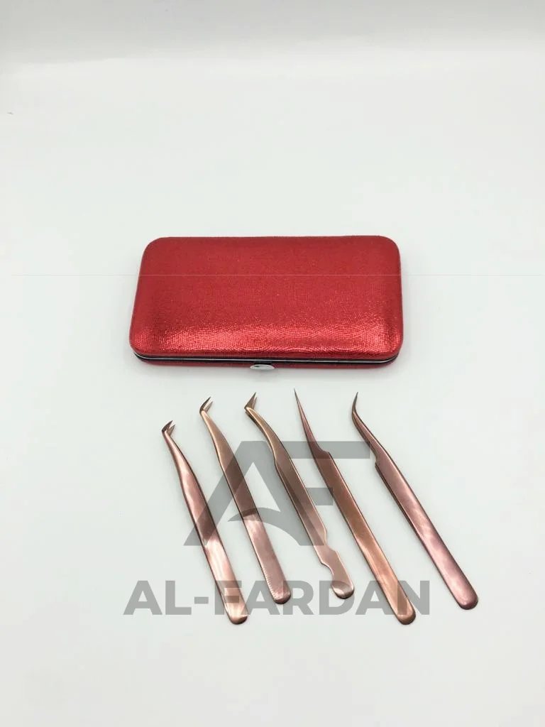 Sustainable Stainless Steel Tweezers For Eyelash Extension Rose Gold Titanium Color Custom Logo Russian Volume Boot Lash Tweezer