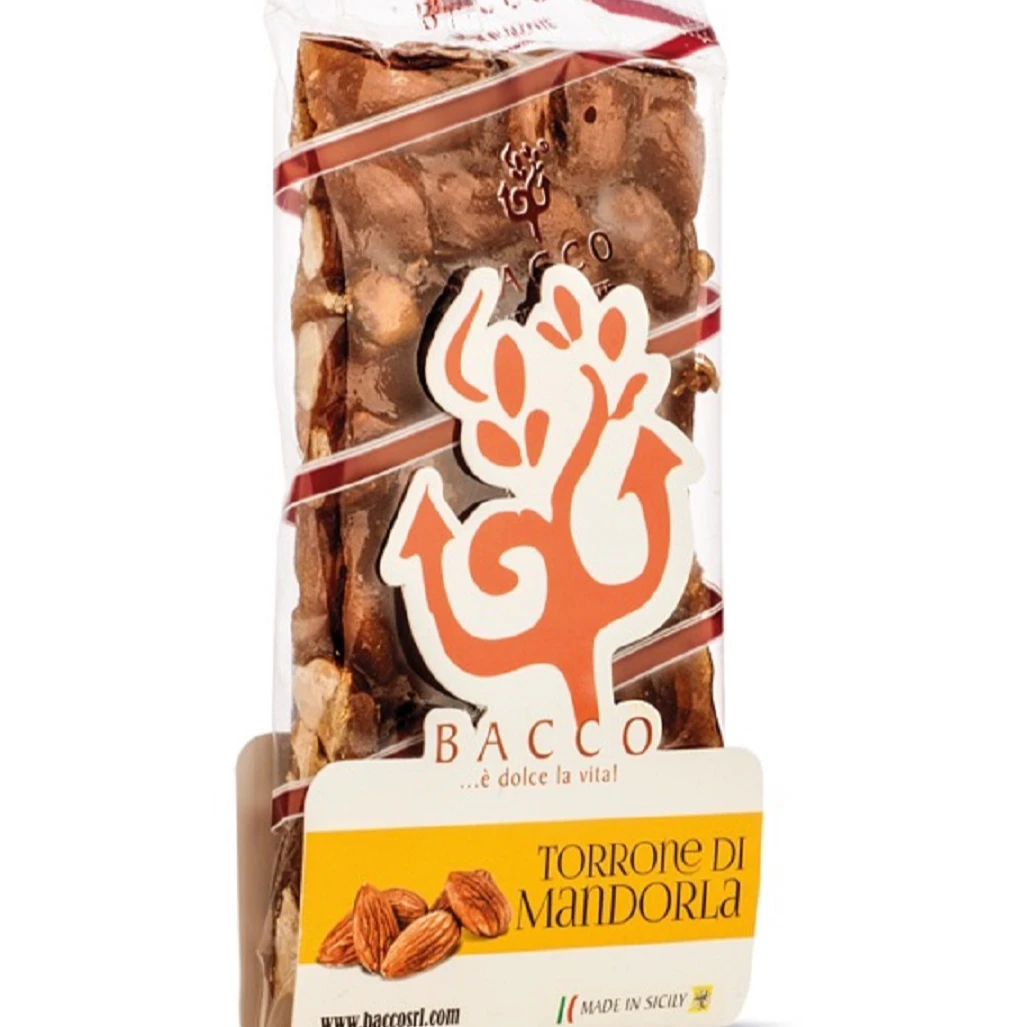 Sicilian Almond Nougat - Artisan Nougat - 100 g ideal as a snack or at the end of a meal accompanied by a sweet dessert wine.