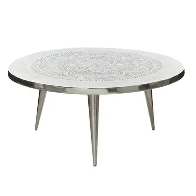 Litton Lane Round Silver Aluminum Coffee Table