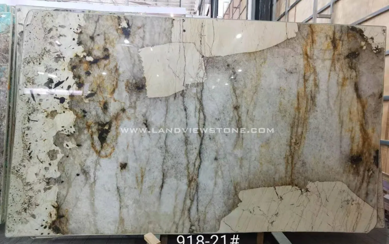 Brazil White Crystal Stone Patagonia Granite Slabs Kitchen countertop and Island