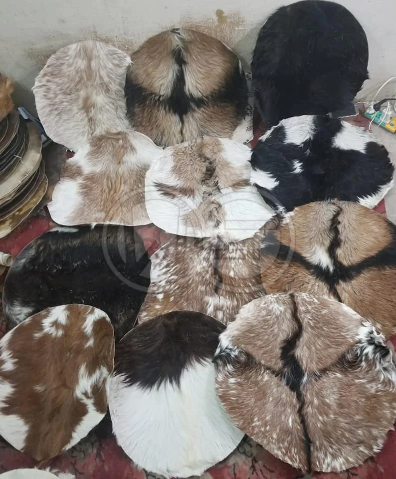 Doumbek Natural Flat Round Piece GOAT SKIN Head untanned (14 inches) Goat Skin Djembe Head Goatskin for Drum