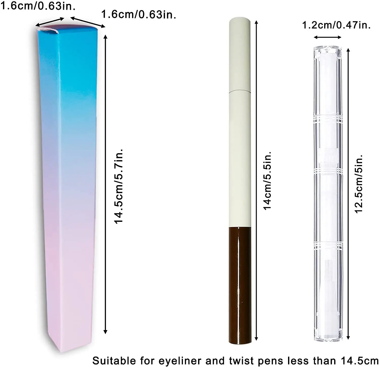 Empty Twist Pen Box Packaging, 5.7x0.63x0.63 Inch Eyeliner Glue Pen Wrapping Box with your logo