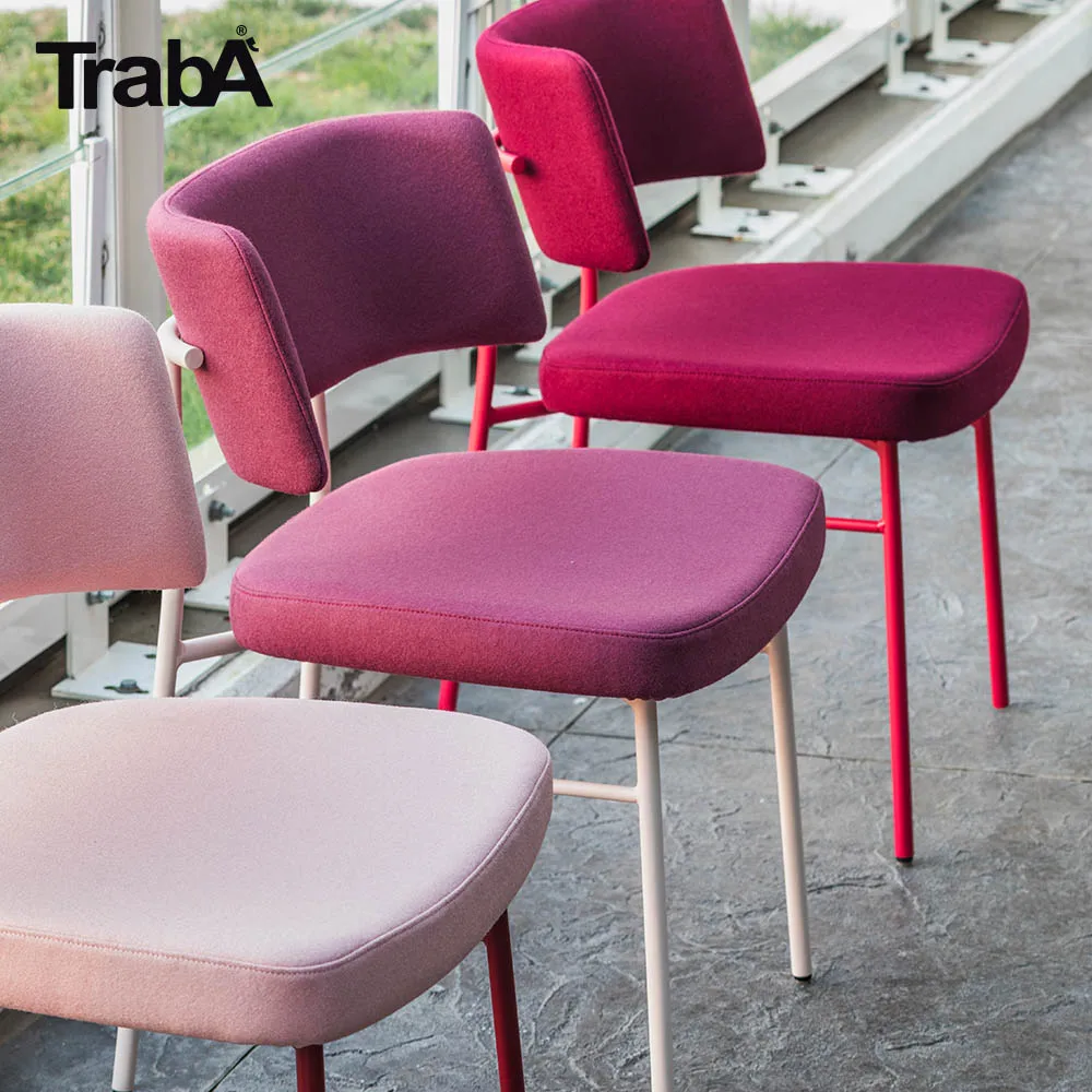 Best Quality Chair metal frame padded seat backrest fabric stackable