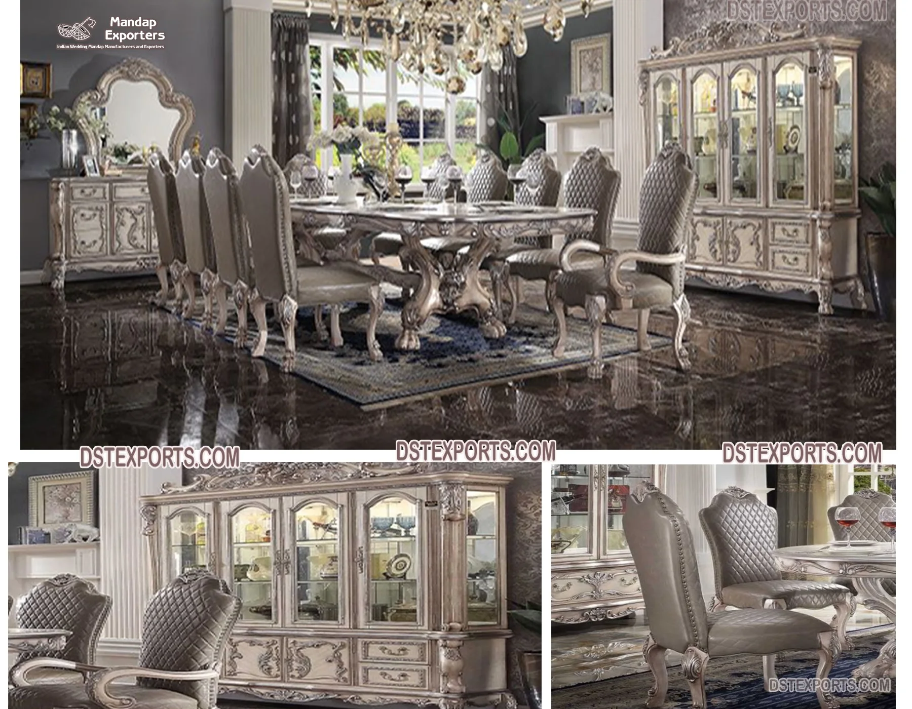 Очаровательный Королевский дворец набор мебели для столовой золотой ручной работы мебель эксклюзивная формальная деревянная обеденная