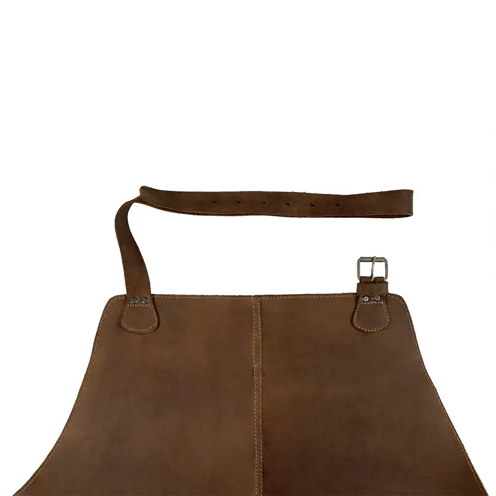 Real Cow Leather Hide & Drink, Durable Leather Apron/Utility/Tool Pockets/Adjustable/Chef/Butcher/Metalworker/Carpenter