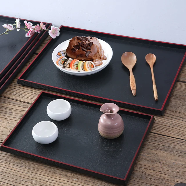 Wood ABS Large Rectangular Restaurant Hotel Supplies Food Serving Japanese Tray