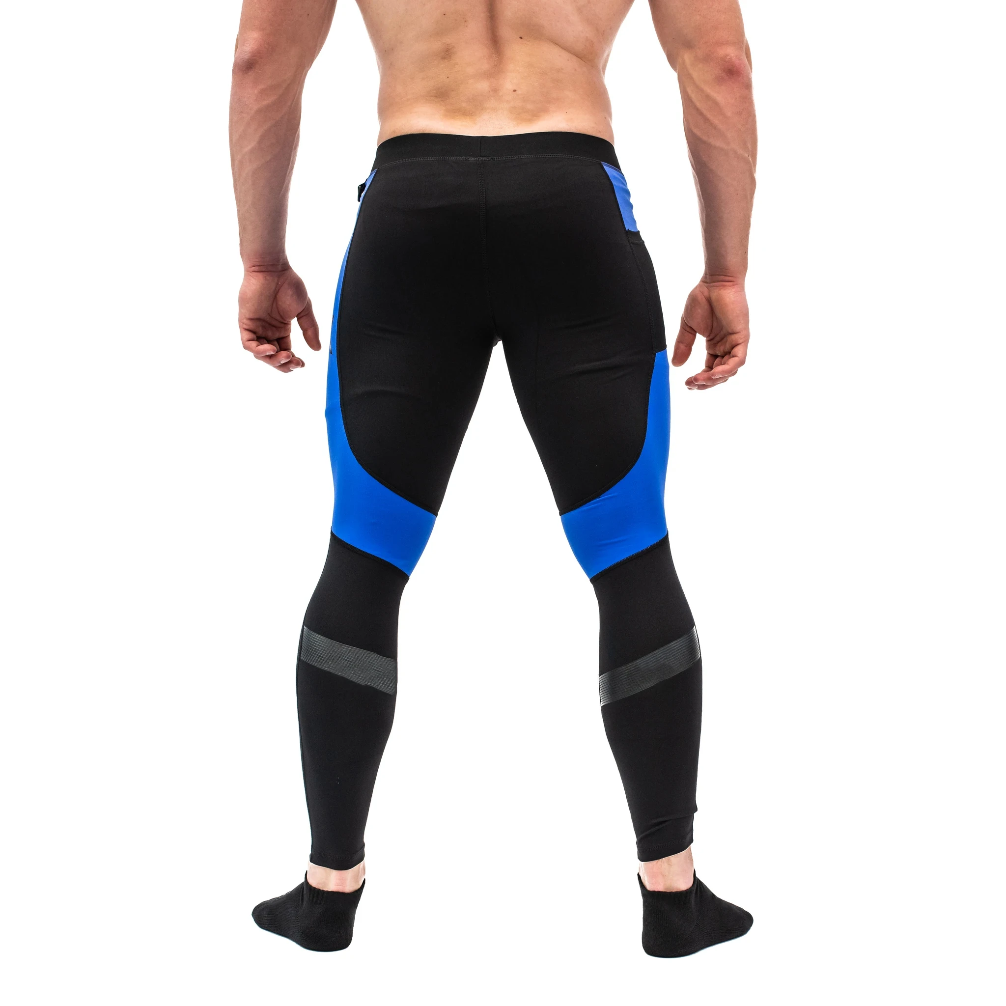 ROUSE 2023 Adjustable Elastic Waist Blue And Black Men Compression Pants Tight pants for men